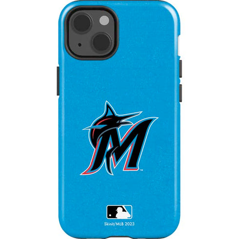MLB Miami Marlins Solid Distressed iPhone 15 Impact Case